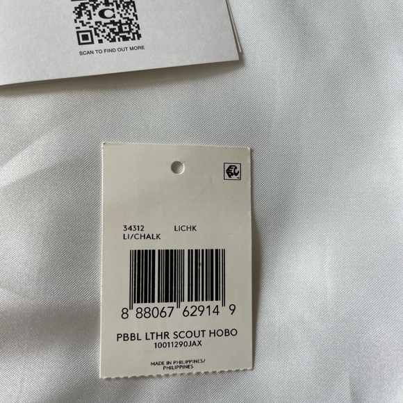 NWT Coach Scout hobo pebbled leather shoulder crossbody chalk - Picture 16 of 16